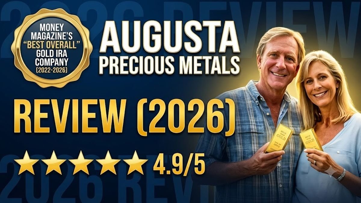 Augusta Precious Metals fee schedule beside American Gold Eagle coins on a navy desk mat, editorial finance photography